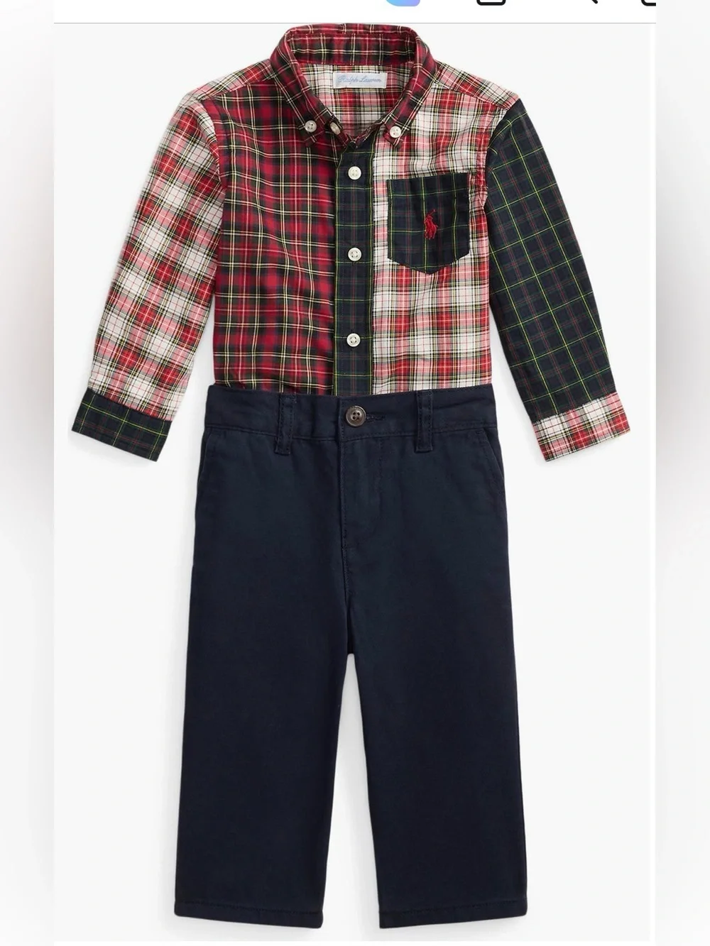 Ralph Lauren Plaid Poplin Button-Down Shirt & Pants Set (Baby)